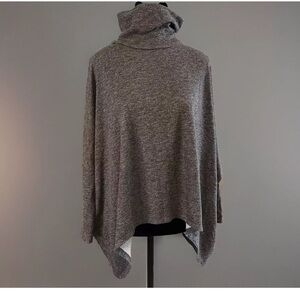 Turtleneck Sweater Akira Chicago M Top Red Label Exposed Back Crop Button Gray